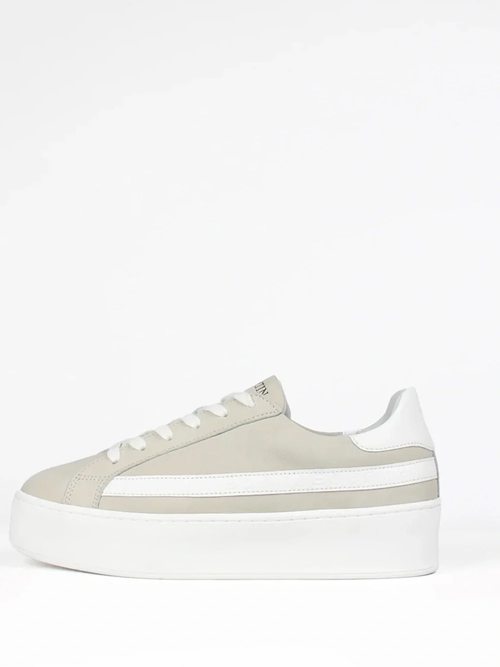 Sans Matin Gaia Platform Sneakers Taupe Nubuck Leather & White Leather Platform